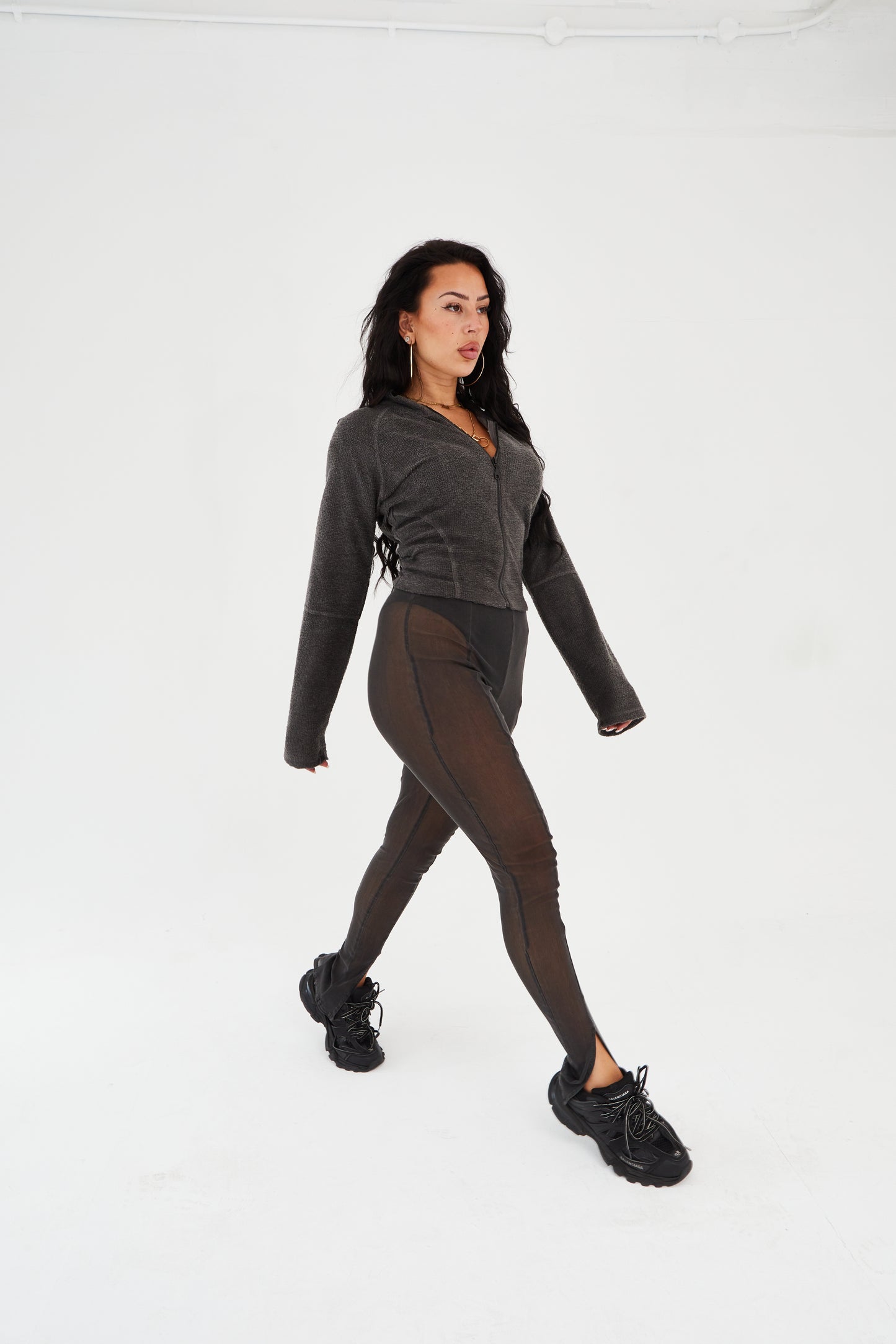Bon Bon Mesh Leggings in Ash Black (Pre Order)