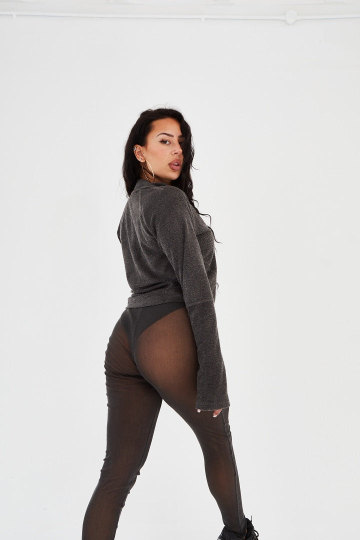 Bon Bon Mesh Leggings in Ash Black (Pre Order)