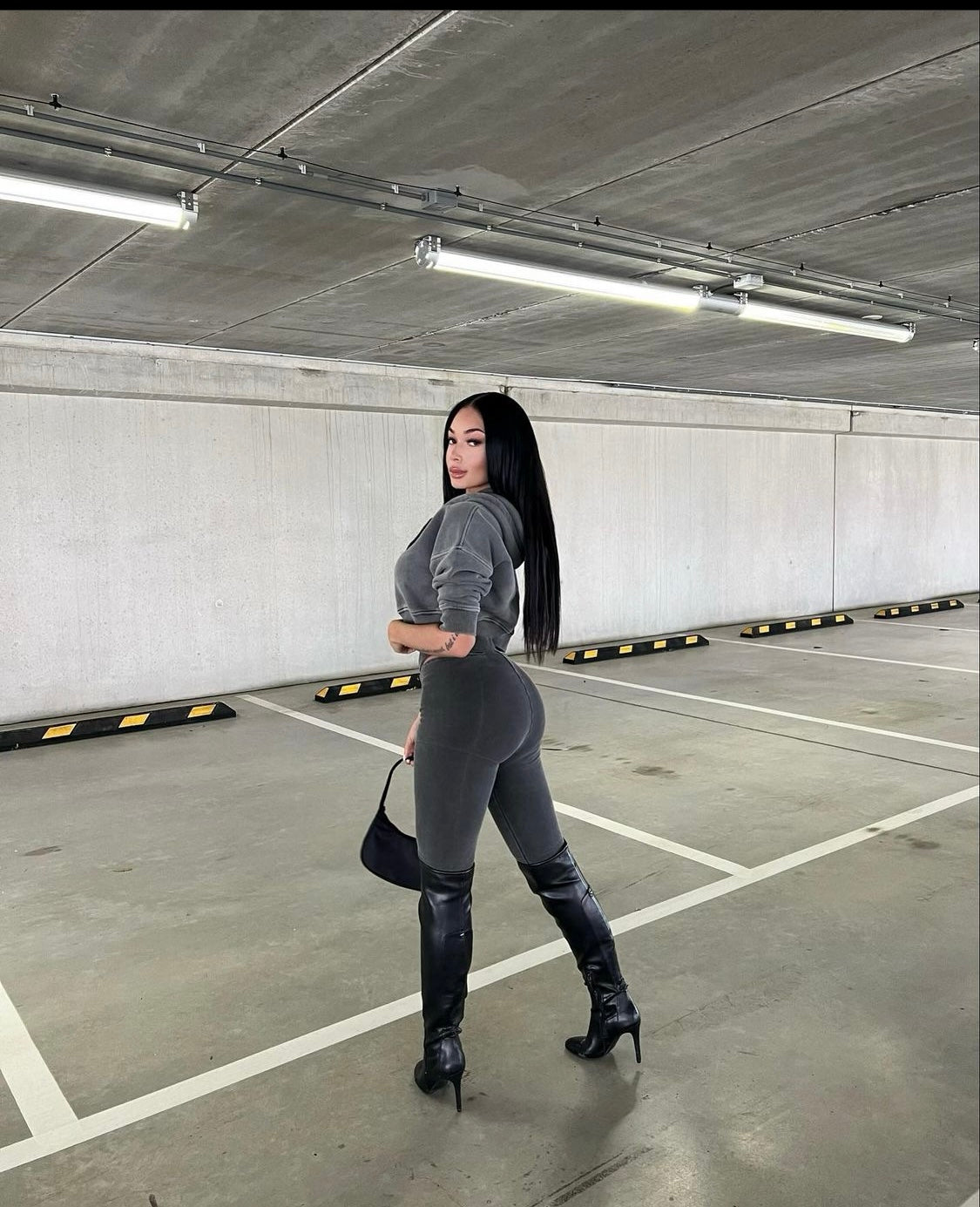 The Crop Hoodie in Liquorice