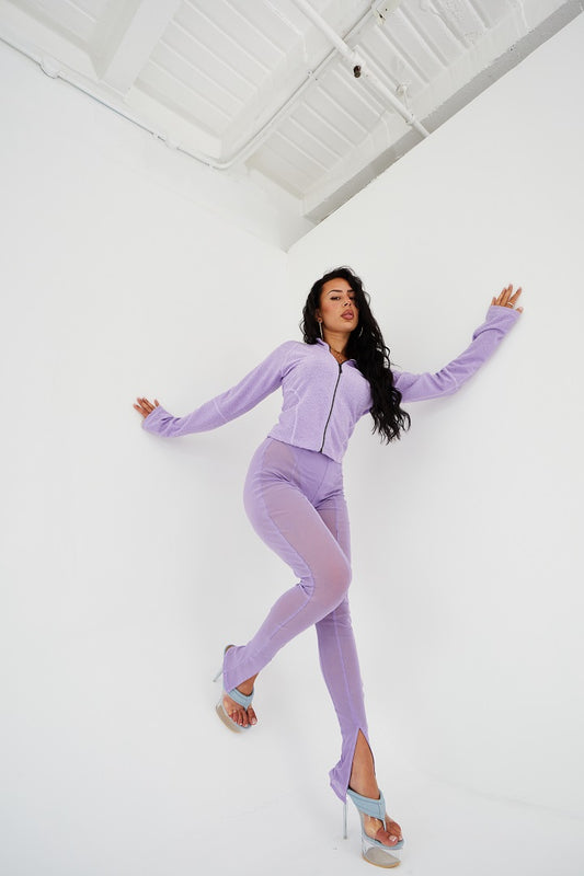 Bon Bon Mesh Leggings in Parma Violet (Pre Order)