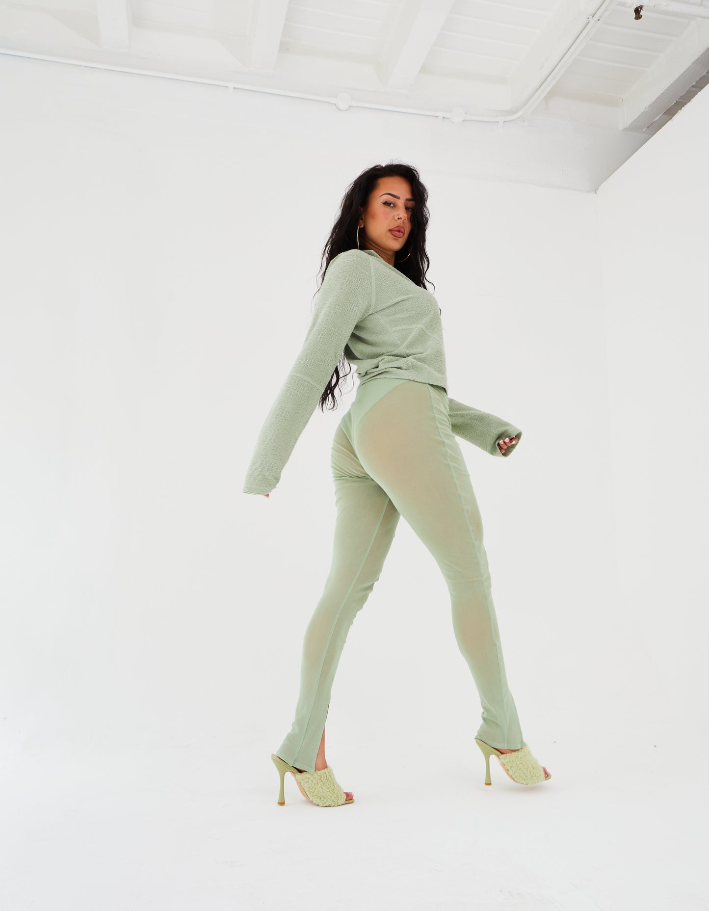 Bon Bon Mesh Leggings in Pistachio (Pre Order)