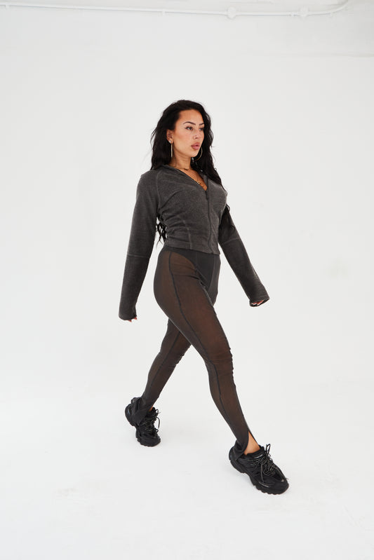 Bon Bon Mesh Leggings in Ash Black (Pre Order)