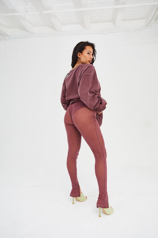 Bon Bon Mesh Leggings in Dark Plum (Pre Order)