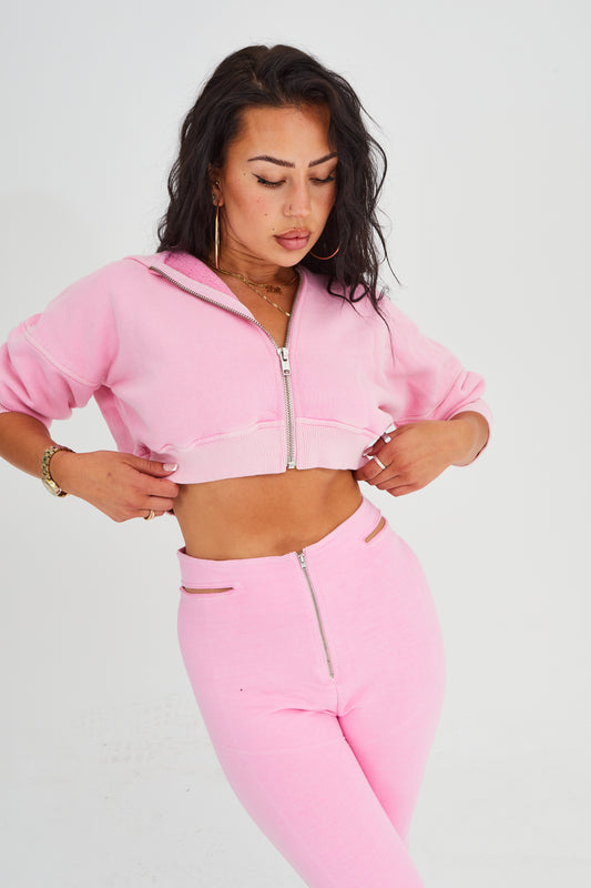 The Crop Hoodie in Candy Floss