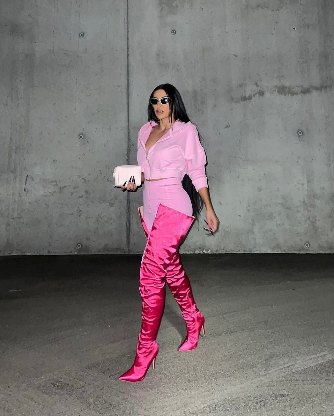 The Crop Hoodie in Candy Floss